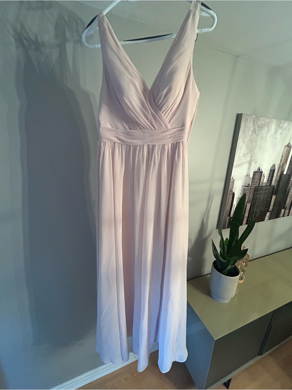 Sleeveless V-Neck Blush Pink Maxi Dress